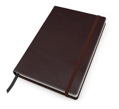 Branded Promotional A5 CASEBOUND NOTE BOOK in Hampton Finecell Leather in Brown from Concept Incentives