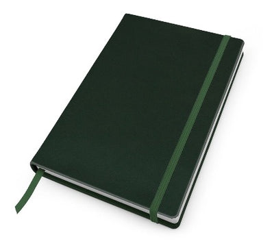 Branded Promotional A5 CASEBOUND NOTE BOOK in Hampton Finecell Leather in Green from Concept Incentives