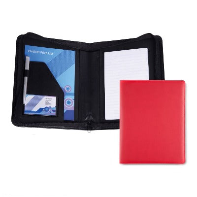 Branded Promotional A5 ZIP CONFERENCE FOLDER in Black Matt Lustre Torino PU Leather Conference Folder From Concept Incentives.