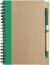 Branded Promotional RECYCLED NOTE BOOK & PEN in Natural & Green Note Pad From Concept Incentives.