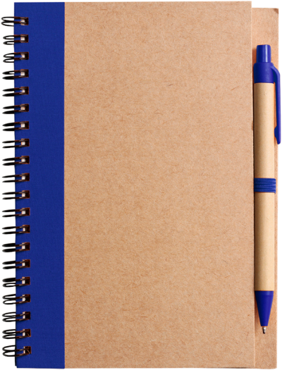 Branded Promotional RECYCLED NOTE BOOK & PEN in Natural & Blue Note Pad From Concept Incentives.