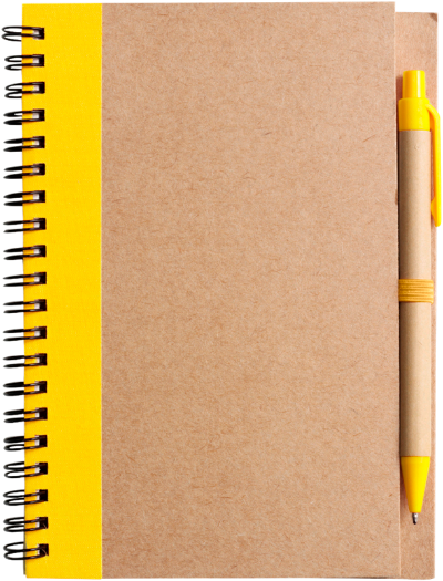 Branded Promotional RECYCLED NOTE BOOK & PEN in Natural & Yellow Note Pad From Concept Incentives.
