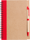 Branded Promotional RECYCLED NOTE BOOK & PEN in Natural & Red Note Pad From Concept Incentives.