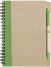 Branded Promotional RECYCLED NOTE BOOK & PEN in Natural & Light Green Note Pad From Concept Incentives.
