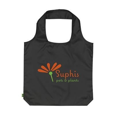 Branded Promotional RPET SHOPPER FOLDING SHOPPER TOTE BAG in Black Bag From Concept Incentives.