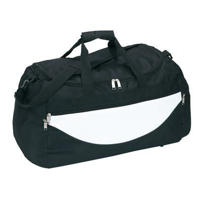 Branded Promotional SPORTS BAG CHAMP in Black & White Bag From Concept Incentives.