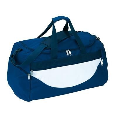 Branded Promotional SPORTS BAG CHAMP in Dark Blue & White Bag From Concept Incentives.