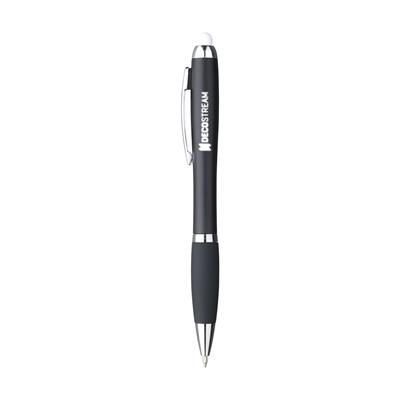 Branded Promotional ATHOS LIGHT-UP TOUCH BALL PEN in White Pen From Concept Incentives.