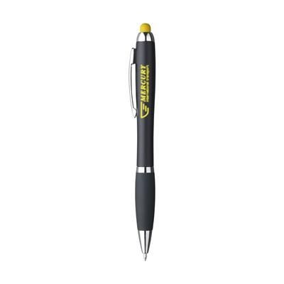 Branded Promotional ATHOS LIGHT-UP TOUCH BALL PEN in Yellow Pen From Concept Incentives.