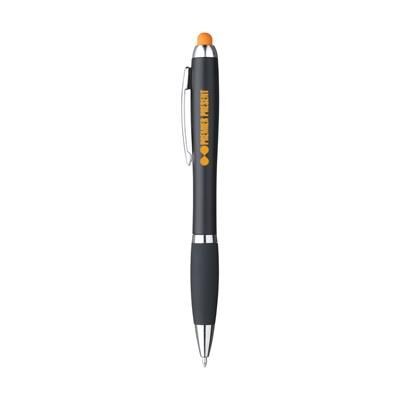 Branded Promotional ATHOS LIGHT-UP TOUCH BALL PEN in Orange Pen From Concept Incentives.