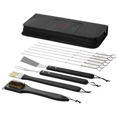 Branded Promotional ASADO 11-PIECE BBQ SET in Black Solid BBQ From Concept Incentives.