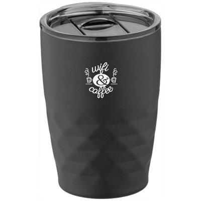 Branded Promotional GEO 350 ML COPPER VACUUM THERMAL INSULATED TUMBLER in Black Solid Travel Mug From Concept Incentives.