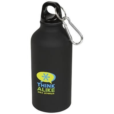 Branded Promotional OREGON 400 ML MATTE SPORTS BOTTLE with Carabiner in Black Solid Sports Drink Bottle From Concept Incentives.