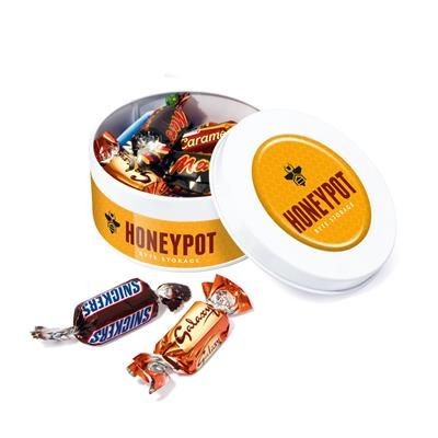 Branded Promotional CELEBRATIONS in WHITE TREAT TIN Chocolate From Concept Incentives.