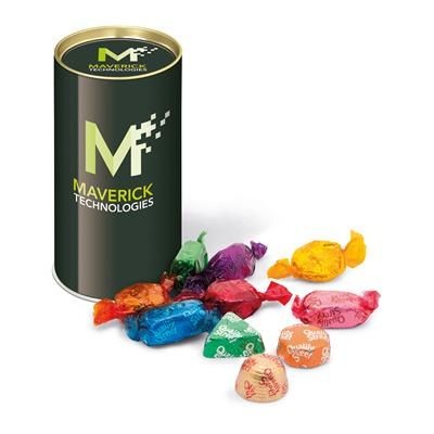 Branded Promotional SNACK TUBE TIN with Quality Street Chocolate Chocolate From Concept Incentives.