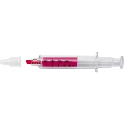 Branded Promotional SYRINGE TEXT MARKER in Pink Highlighter Pen From Concept Incentives.