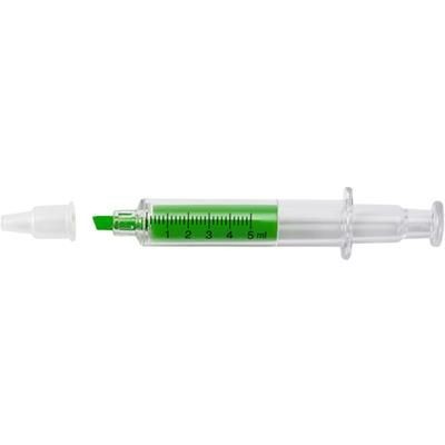 Branded Promotional SYRINGE TEXT MARKER in Light Green Highlighter Pen From Concept Incentives.