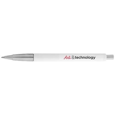 Branded Promotional VECTOR BALL PEN in White Solid-silver Pen From Concept Incentives.