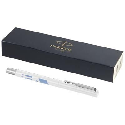 Branded Promotional VECTOR ROLLERBALL PEN in White Solid Pen From Concept Incentives.
