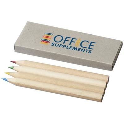Branded Promotional TULLIK 4-PIECE COLOUR PENCIL SET in Natural Pencil From Concept Incentives.