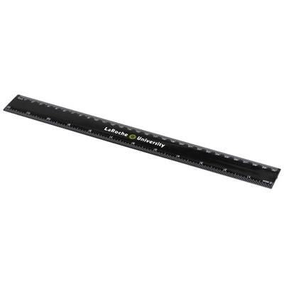 Branded Promotional RULY RULER 30 CM in Black Solid Ruler From Concept Incentives.