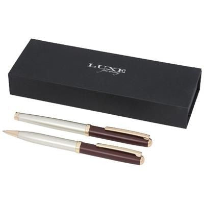 Branded Promotional NONET DUO PEN GIFT SET in Red-gold Pen From Concept Incentives.