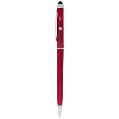 Branded Promotional VALERIA ABS BALL PEN with Stylus in Red Pen From Concept Incentives.