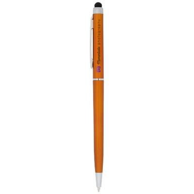 Branded Promotional VALERIA ABS BALL PEN with Stylus in Orange Pen From Concept Incentives.