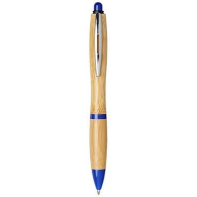 Branded Promotional NASH BAMBOO BALL PEN in Natural-royal Blue  From Concept Incentives.
