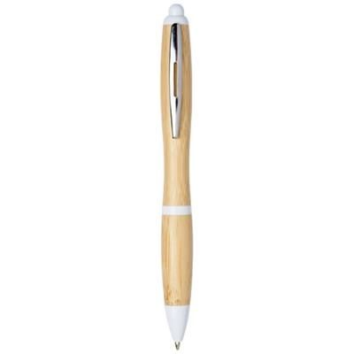Branded Promotional NASH BAMBOO BALL PEN in Natural-white Solid  From Concept Incentives.