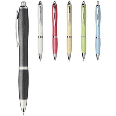 Branded Promotional NASH WHEAT STRAW SILVER CHROME TIP BALL PEN in Blue  From Concept Incentives.