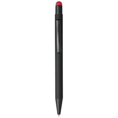 Branded Promotional DAX RUBBER¬¨‚Ä†STYLUS¬¨‚Ä†BALLPOINT PEN in Black Solid-red  From Concept Incentives.