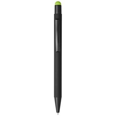 Branded Promotional DAX RUBBER¬¨‚Ä†STYLUS¬¨‚Ä†BALLPOINT PEN in Black Solid-lime  From Concept Incentives.