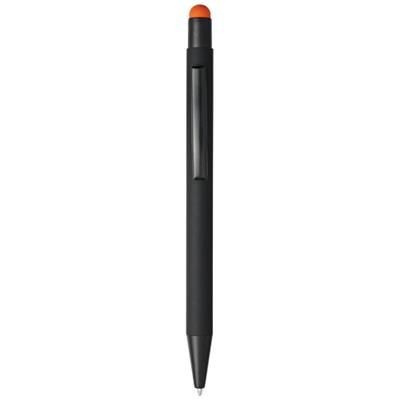 Branded Promotional DAX RUBBER¬¨‚Ä†STYLUS¬¨‚Ä†BALLPOINT PEN in Black Solid-orange  From Concept Incentives.