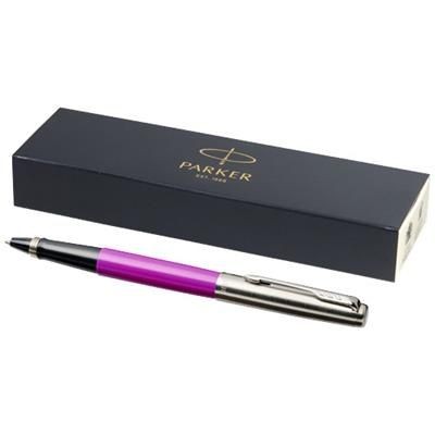 Branded Promotional JOTTER PLASTIC with Stainless Steel Metal Rollerbal Pen in Magenta  From Concept Incentives.