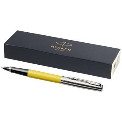 Branded Promotional JOTTER PLASTIC with Stainless Steel Metal Rollerbal Pen in Yellow  From Concept Incentives.