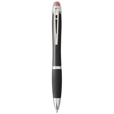 Branded Promotional NASH LIGHT-UP BLACK BARREL AND GRIP BALL PEN in Red  From Concept Incentives.