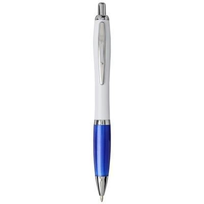 Branded Promotional NASH PET WHITE SOLID BARREL BALL PEN in Royal Blue  From Concept Incentives.
