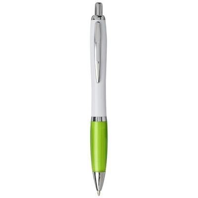 Branded Promotional NASH PET WHITE SOLID BARREL BALL PEN in Lime  From Concept Incentives.