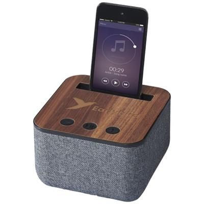 Branded Promotional SHAE FABRIC AND WOOD BLUETOOTH® SPEAKER in Wood Speakers From Concept Incentives.