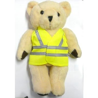 Branded Promotional 10 INCH TALL HONEY BEAR with Reflective High Visibility Reflective Vest Soft Toy From Concept Incentives.