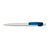 Branded Promotional ART LINE PLASTIC BALL PEN in Silver with Blue Trim Pen From Concept Incentives.