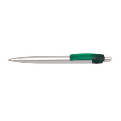 Branded Promotional ART LINE PLASTIC BALL PEN in Silver with Green Trim Pen From Concept Incentives.
