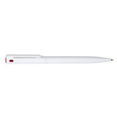 Branded Promotional VERMONT BALL PEN in White-Red Pen From Concept Incentives.