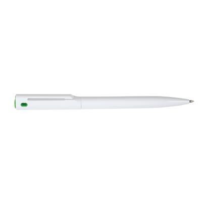 Branded Promotional VERMONT BALL PEN in White-Green Pen From Concept Incentives.