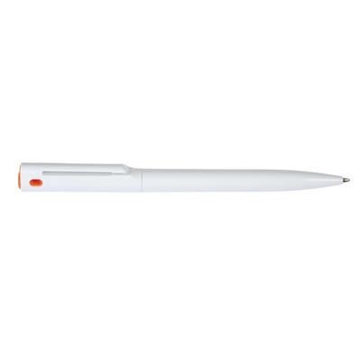 Branded Promotional VERMONT BALL PEN in White-Orange Pen From Concept Incentives.