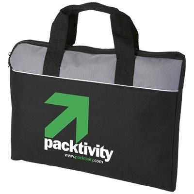 Branded Promotional TAMPA CONFERENCE BAG in Black Solid-grey Bag From Concept Incentives.