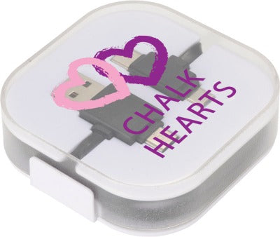 Branded Promotional COLOUR-POP CHARGER CABLE with Case in White Cable From Concept Incentives.