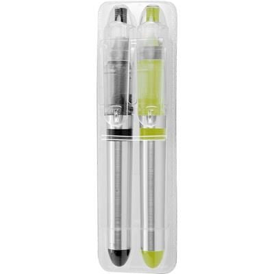 Branded Promotional COMPACT FINE LINER & HIGHLIGHTER PEN SET in Black & Yellow Highlighter Set From Concept Incentives.