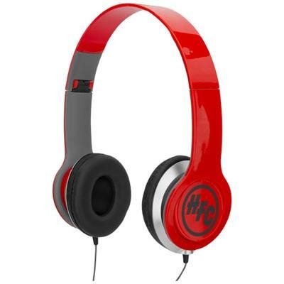 Branded Promotional CHEAZ FOLDING HEADPHONES in Red Earphones From Concept Incentives.